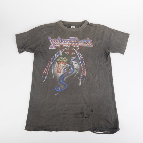 Judas Priest Original Vintage 1991 Painkiller Thrashed Tour T-Shirt Metal Size L - Picture 10 of 13